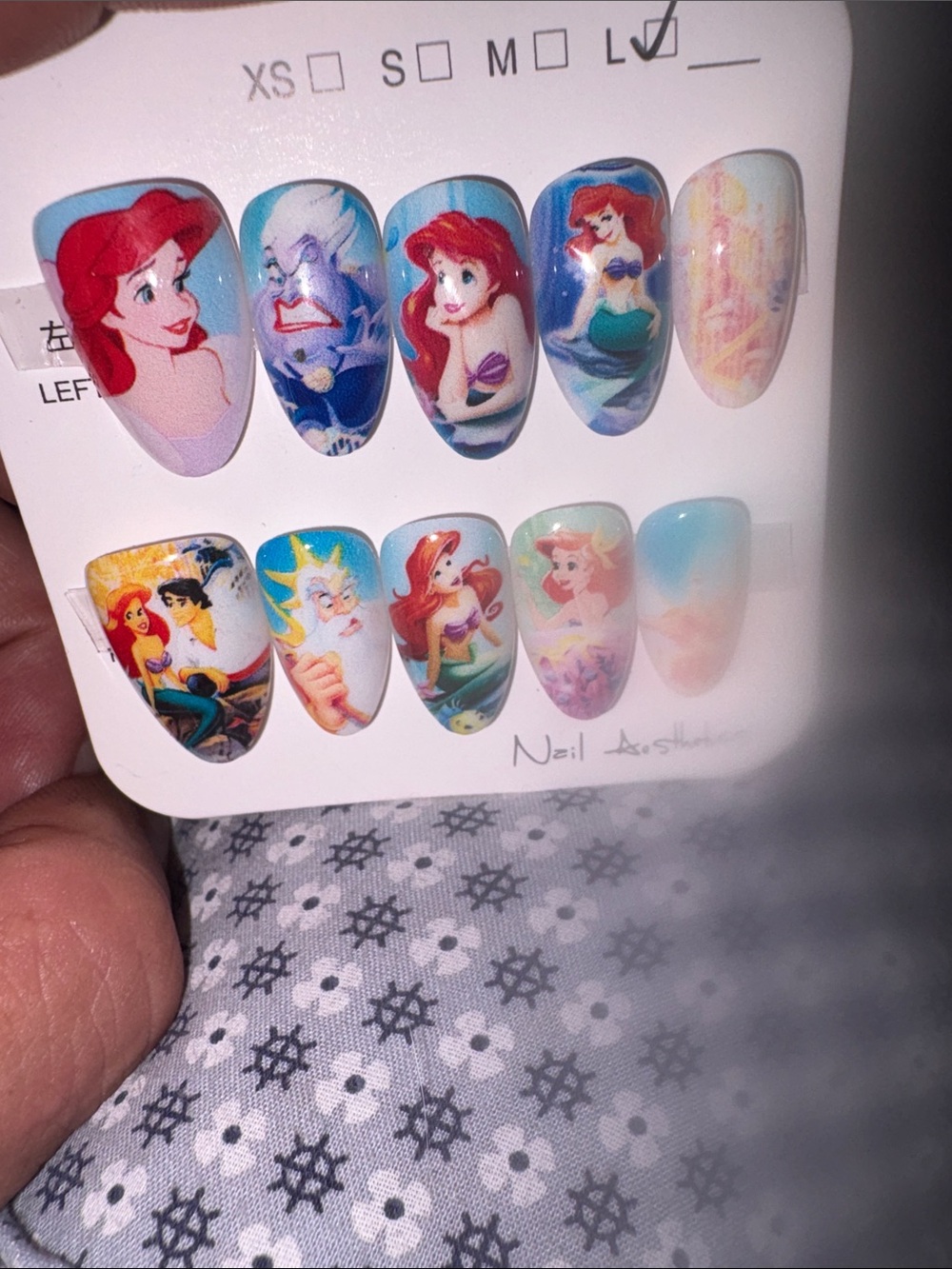 BGC CUSTOM MADE : DISNEY Little Mermaid -Themed Press-On Nail Set Sz L  ALMOND